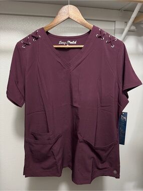 Easy Stretch by Butter Soft V-Neck scrub top with Lace-Up Shoulders